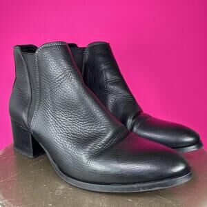 Iris & Ink Savea Black Leather Almond Toe Block Heel Chelsea Boot EU 38